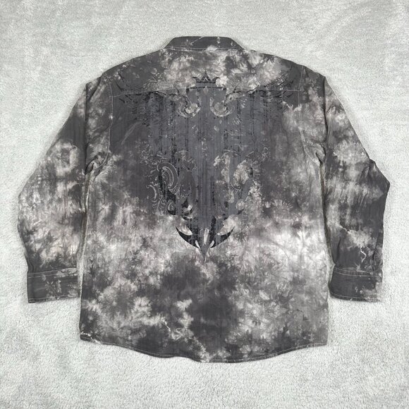 Vintage Y2K Eighty Eight Long Sleeve Shirt Size XL Gray Button Up Grunge Goth - Picture 2 of 14